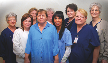 Margaret Rockafellow, center, is surrounded by just some of the many “angels,” as she calls them, who she and her family have encountered at WellSpan. 