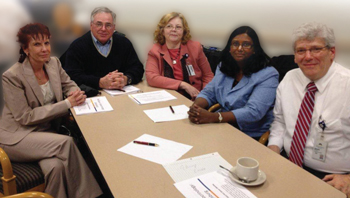 From left to right, Ruth Beel, Dick Simpson, Lita Weikert, Dr. Aruna Chelliah and Dr. Brian Michael